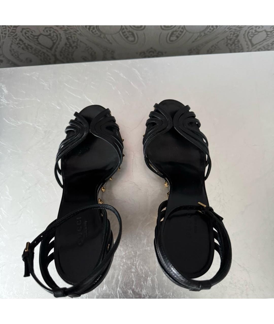 GUCCI Черные кожаные босоножки, фото 3