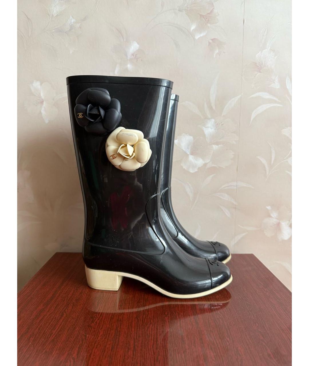 CHANEL Черные резиновые сапоги, фото 9