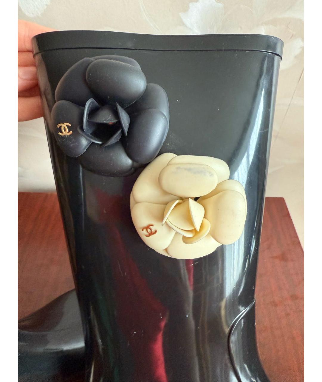 CHANEL Черные резиновые сапоги, фото 4