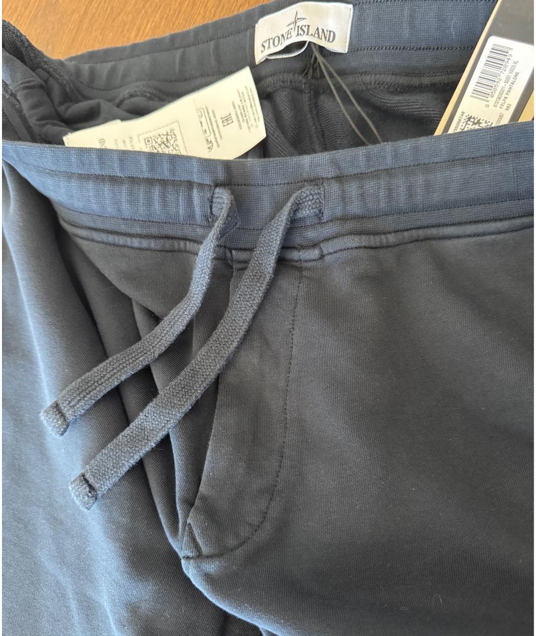 STONE ISLAND Темно-синие хлопковые повседневные брюки, фото 3
