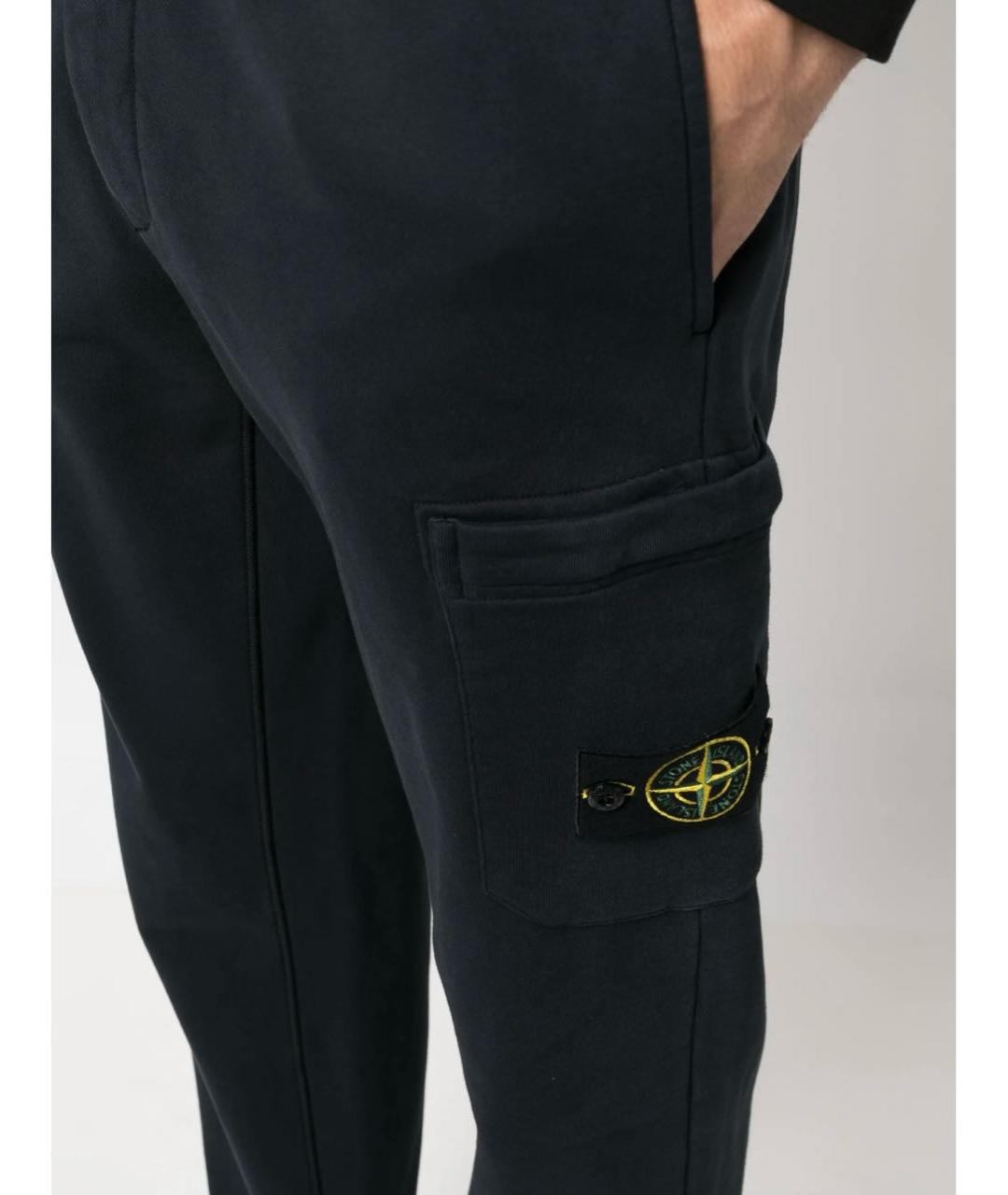 STONE ISLAND Темно-синие хлопковые повседневные брюки, фото 4