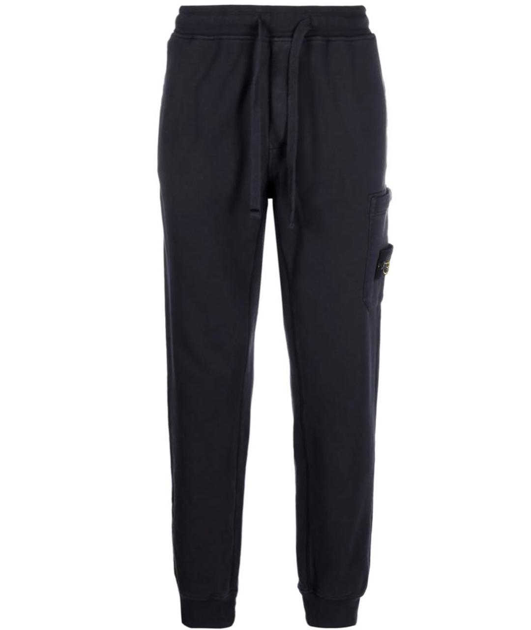 STONE ISLAND Темно-синие хлопковые повседневные брюки, фото 1