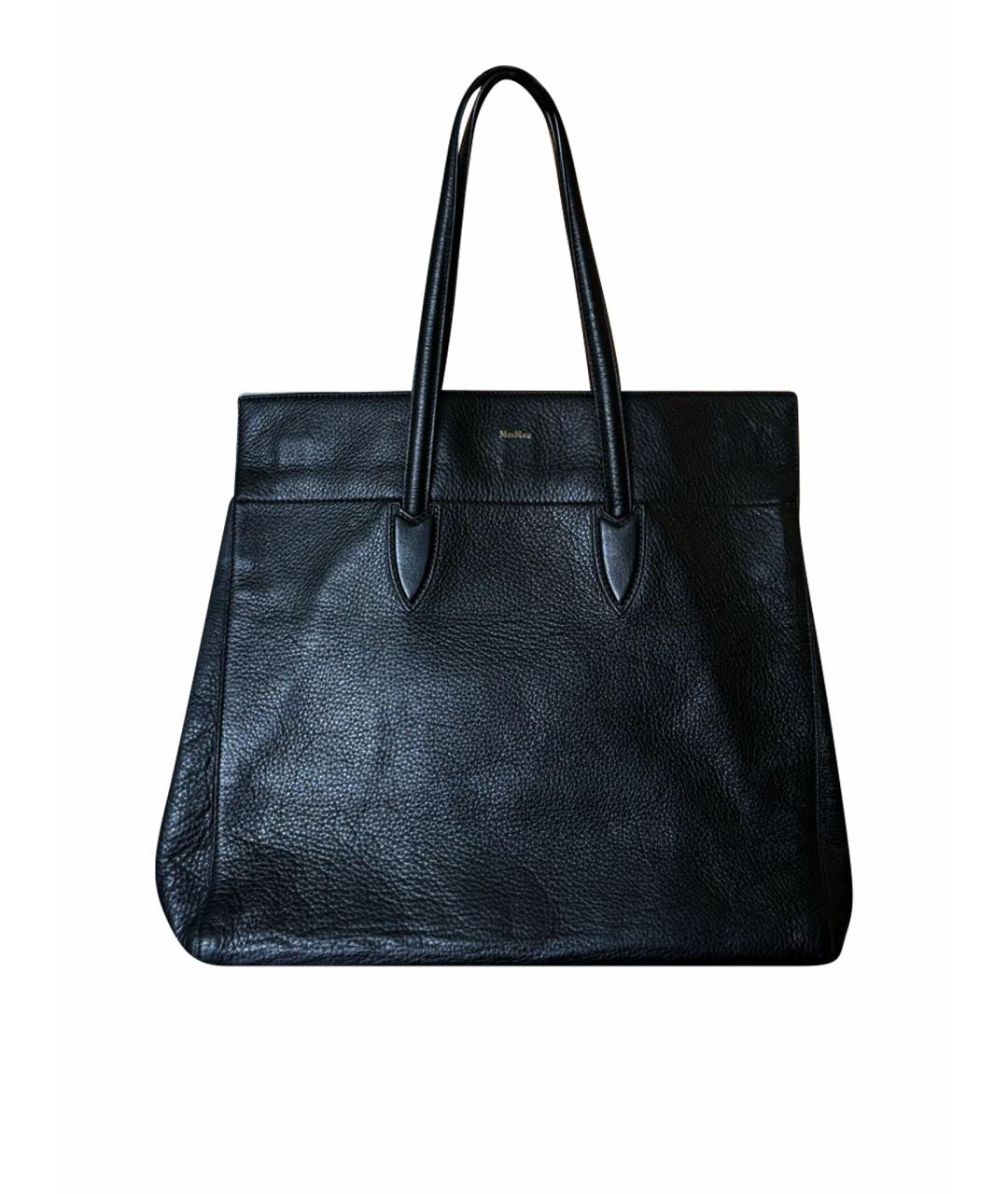 MAX MARA Черная кожаная сумка тоут, фото 1
