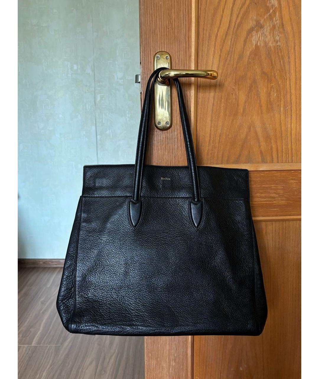MAX MARA Черная кожаная сумка тоут, фото 7