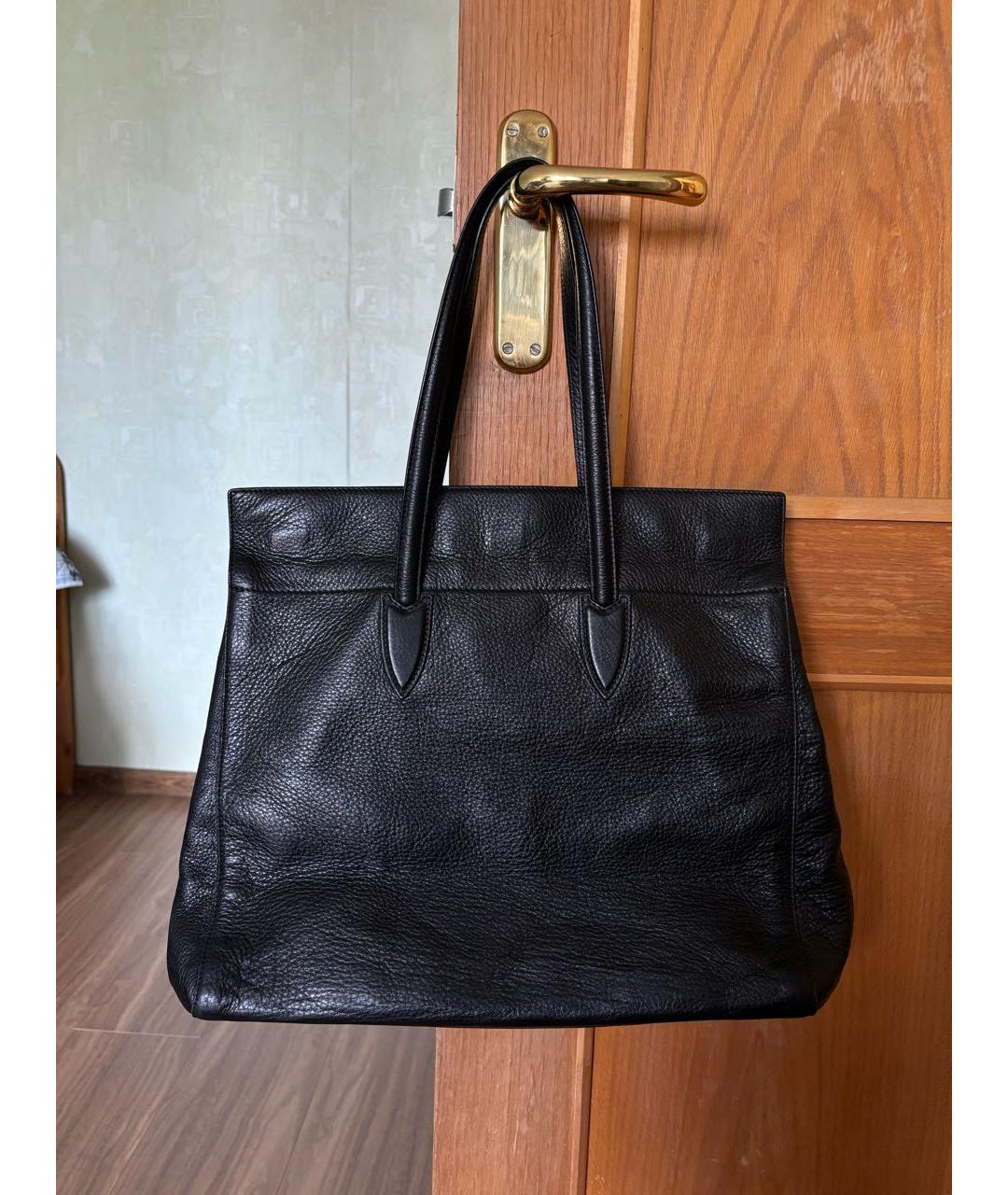 MAX MARA Черная кожаная сумка тоут, фото 2