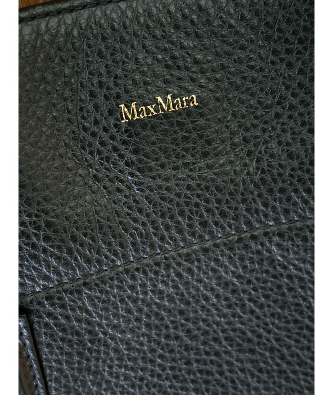 MAX MARA Черная кожаная сумка тоут, фото 6