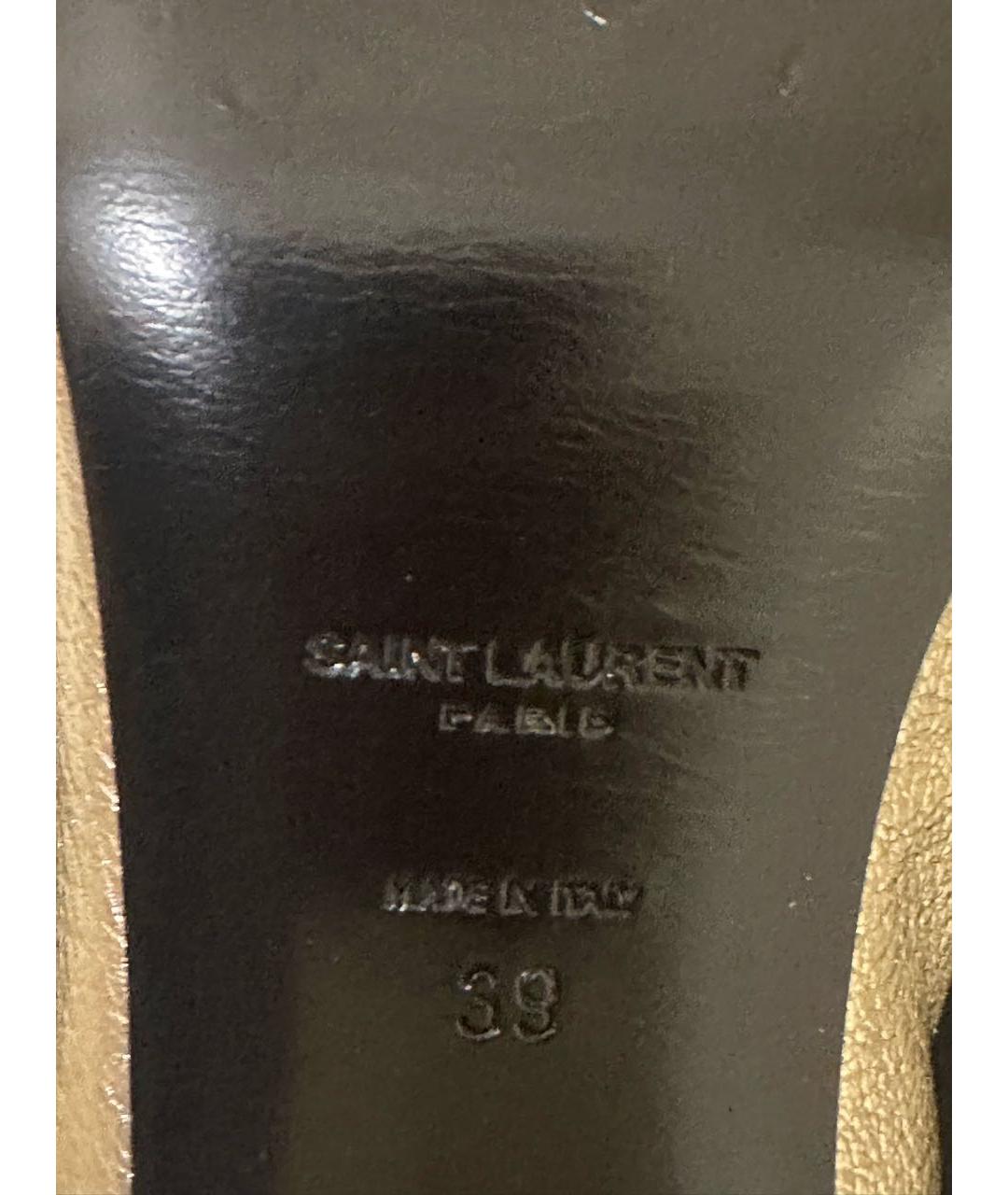 SAINT LAURENT Золотые кожаные босоножки, фото 6
