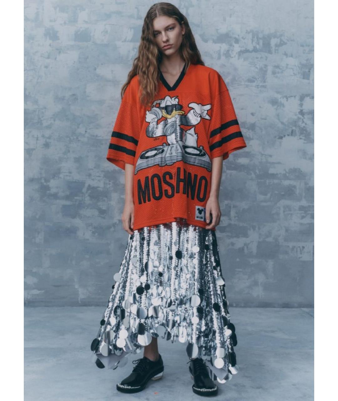 MOSCHINO Красная полиэстеровая футболка, фото 2