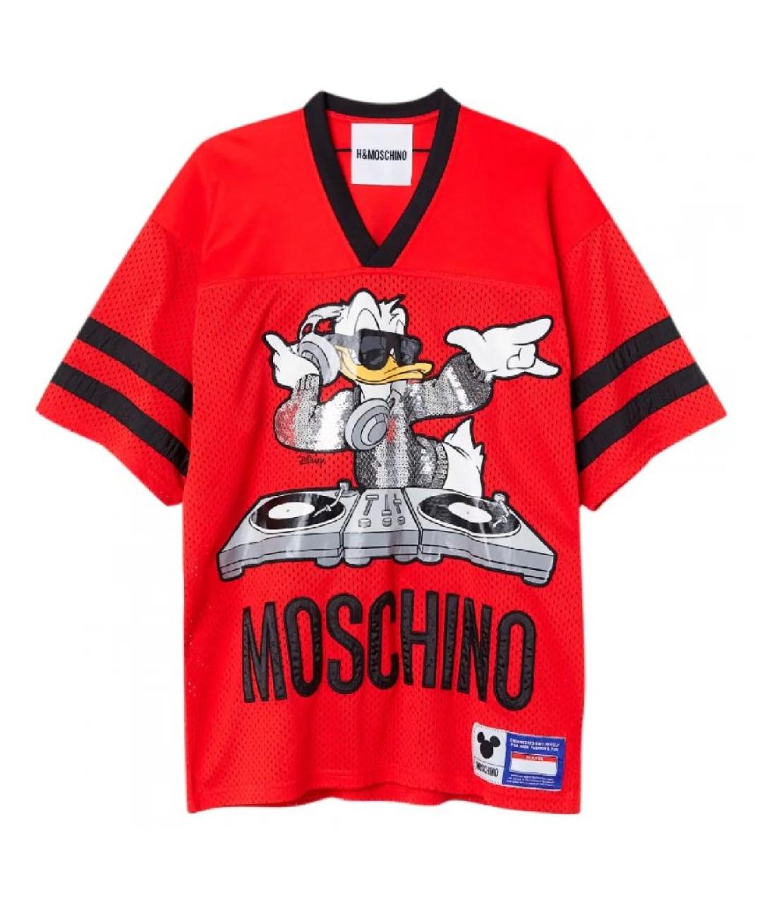 MOSCHINO Красная полиэстеровая футболка, фото 7