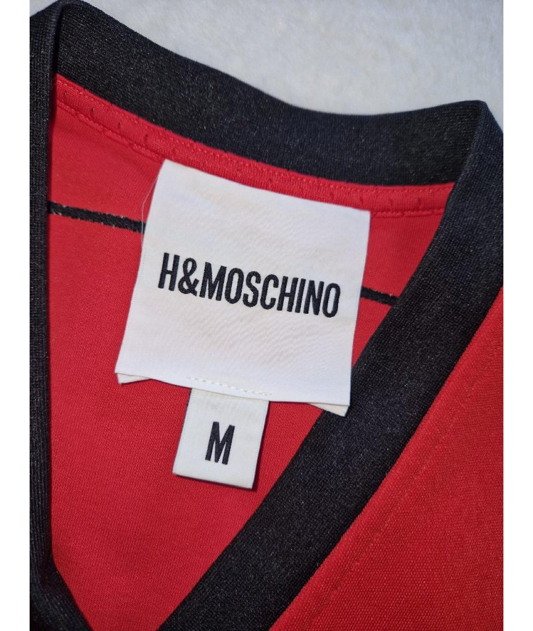 MOSCHINO Красная полиэстеровая футболка, фото 4