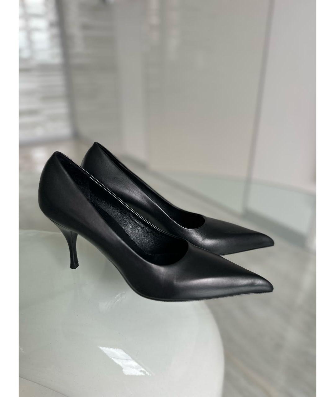 PRADA Черные кожаные лодочки на низком каблуке, фото 7