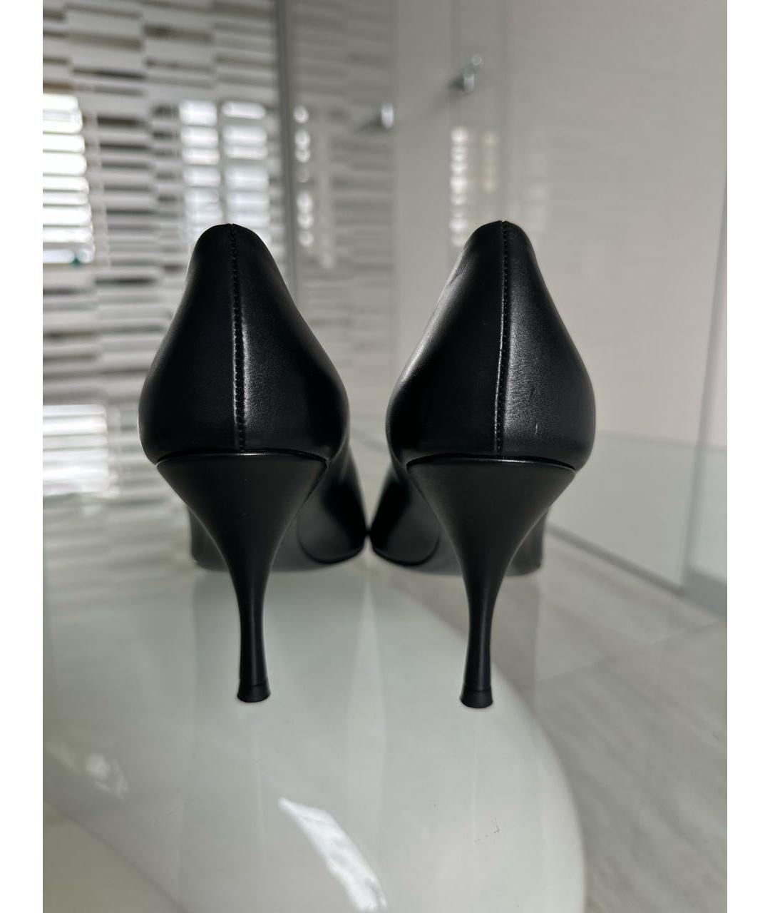 PRADA Черные кожаные лодочки на низком каблуке, фото 4