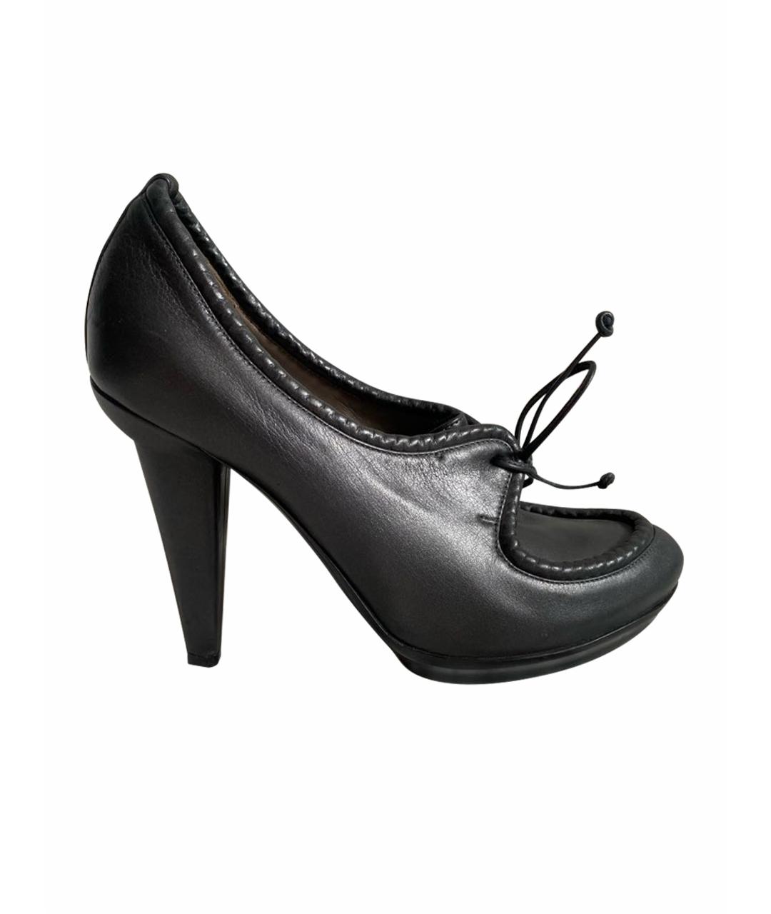 BOTTEGA VENETA Антрацитовые кожаные туфли, фото 1