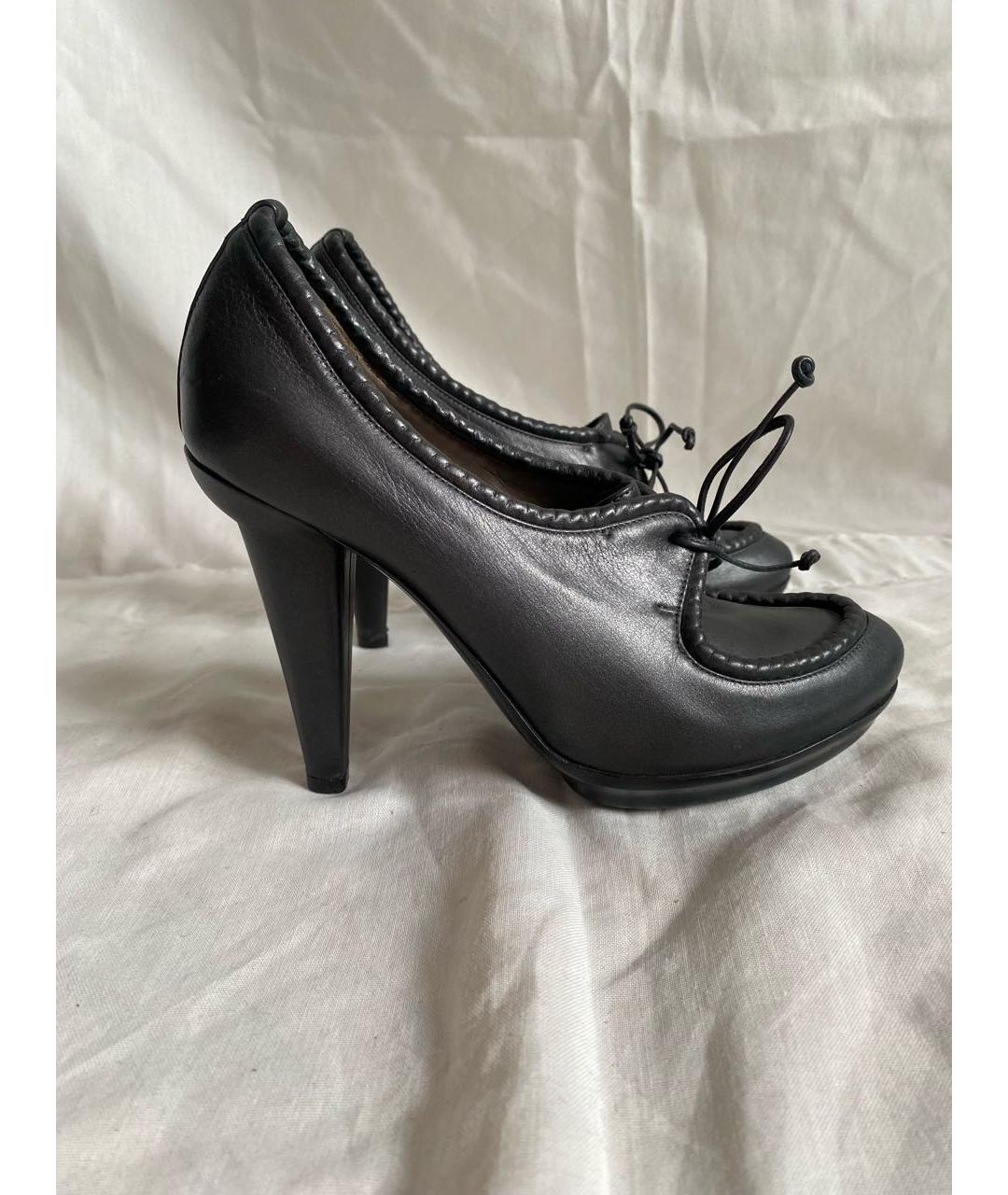 BOTTEGA VENETA Антрацитовые кожаные туфли, фото 8