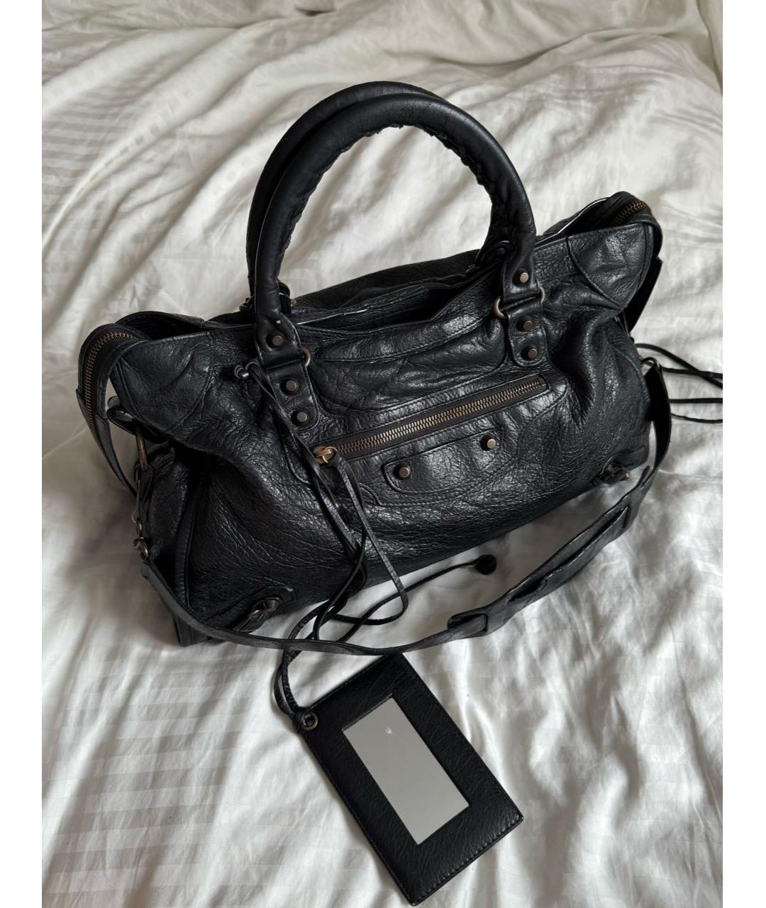 BALENCIAGA Черная кожаная сумка с короткими ручками, фото 9