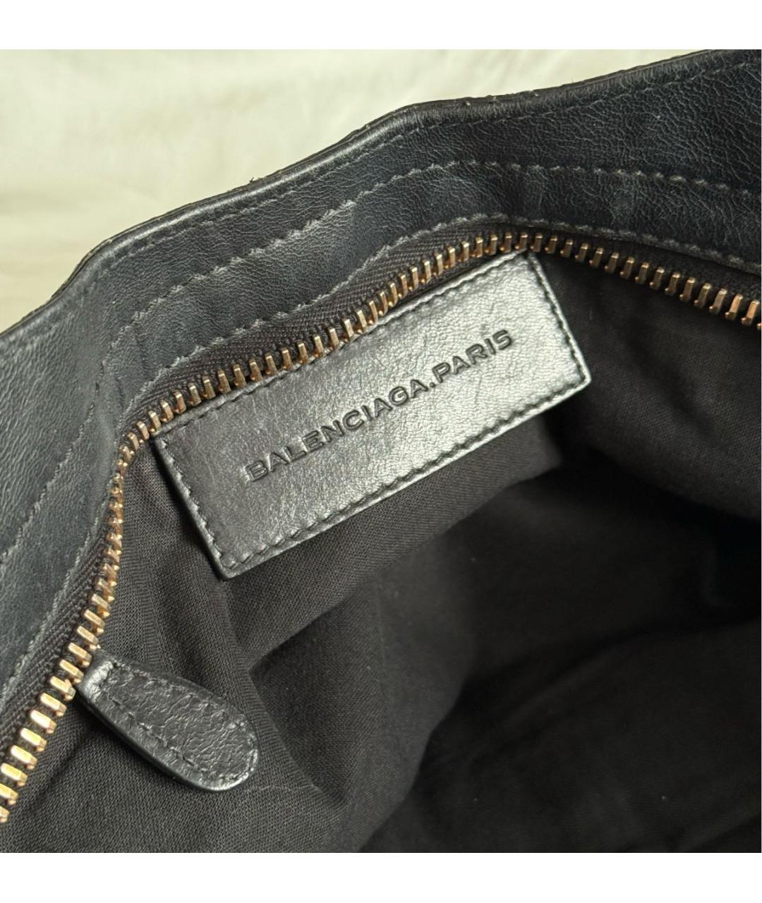 BALENCIAGA Черная кожаная сумка с короткими ручками, фото 6