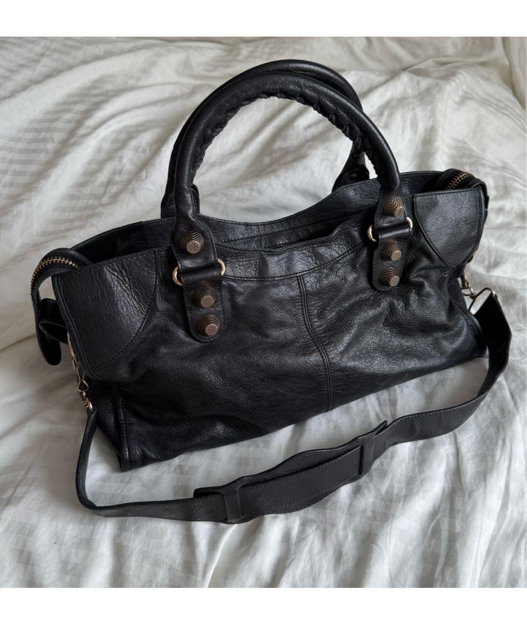 BALENCIAGA Черная кожаная сумка с короткими ручками, фото 2