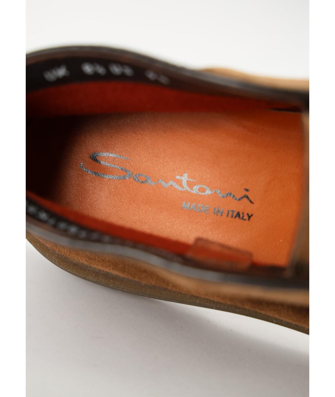 SANTONI Коричневые замшевые низкие ботинки, фото 5