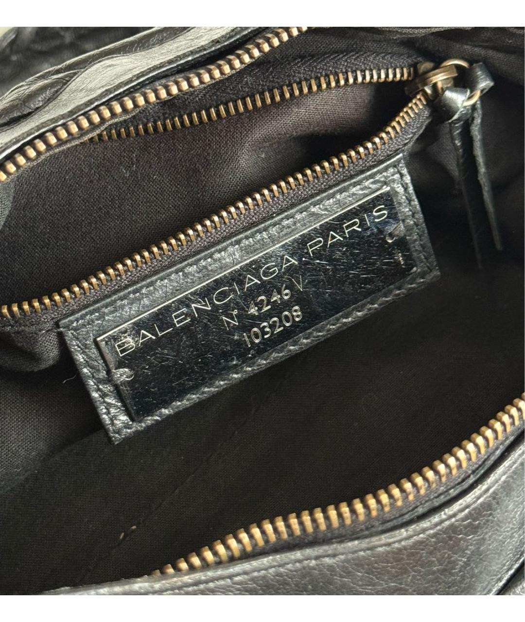 BALENCIAGA Черная кожаная сумка с короткими ручками, фото 6