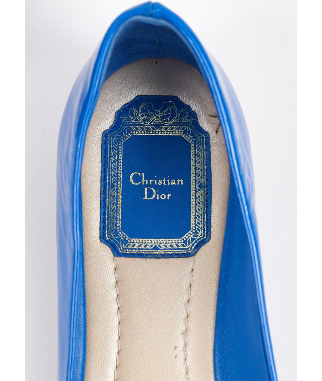 CHRISTIAN DIOR Синие балетки из лакированной кожи, фото 5