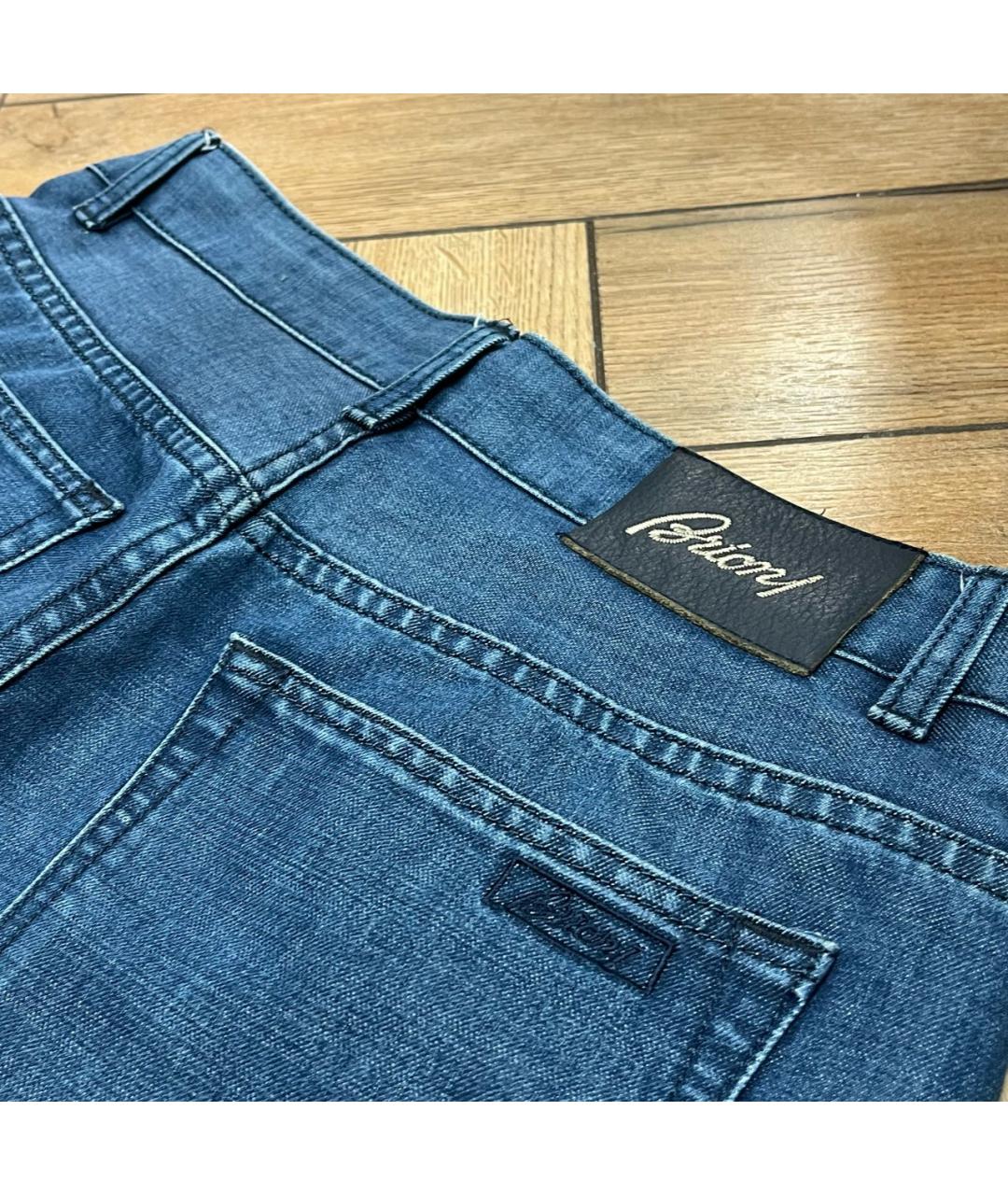 BRIONI Темно-синие хлопковые прямые джинсы, фото 5