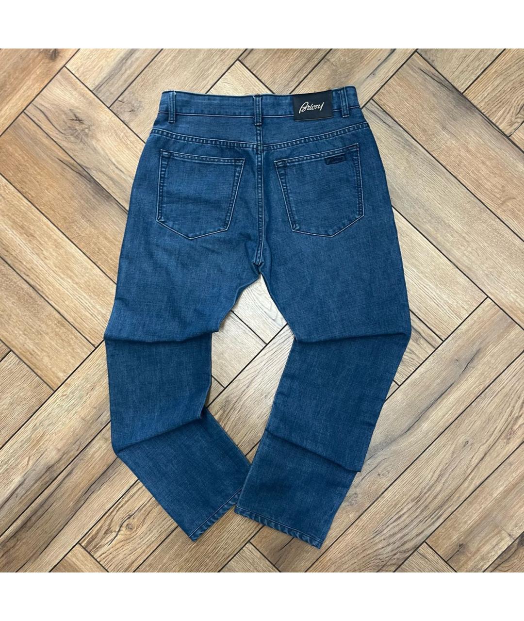 BRIONI Темно-синие хлопковые прямые джинсы, фото 2