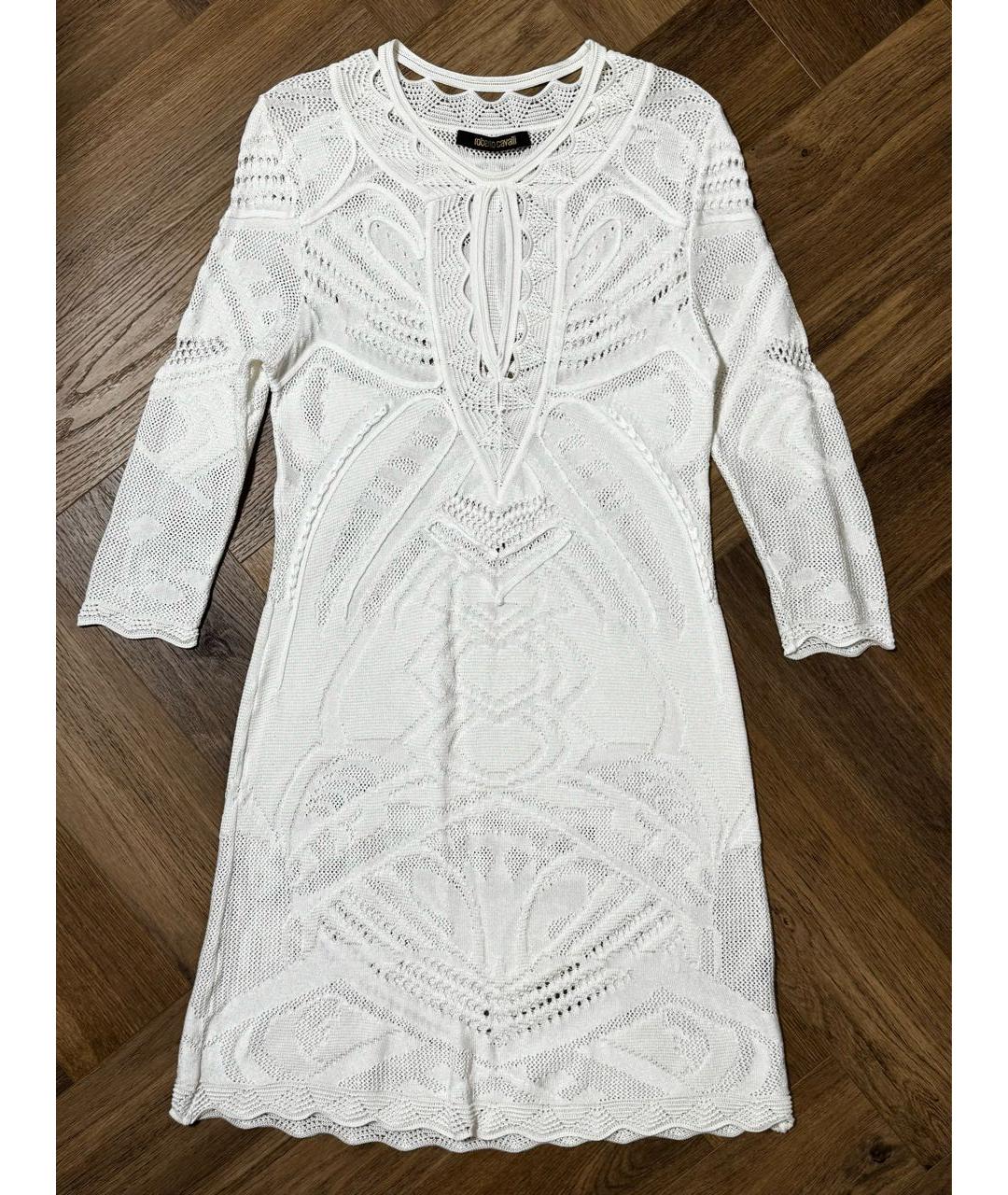 ROBERTO CAVALLI Белое хлопковое повседневное платье, фото 4