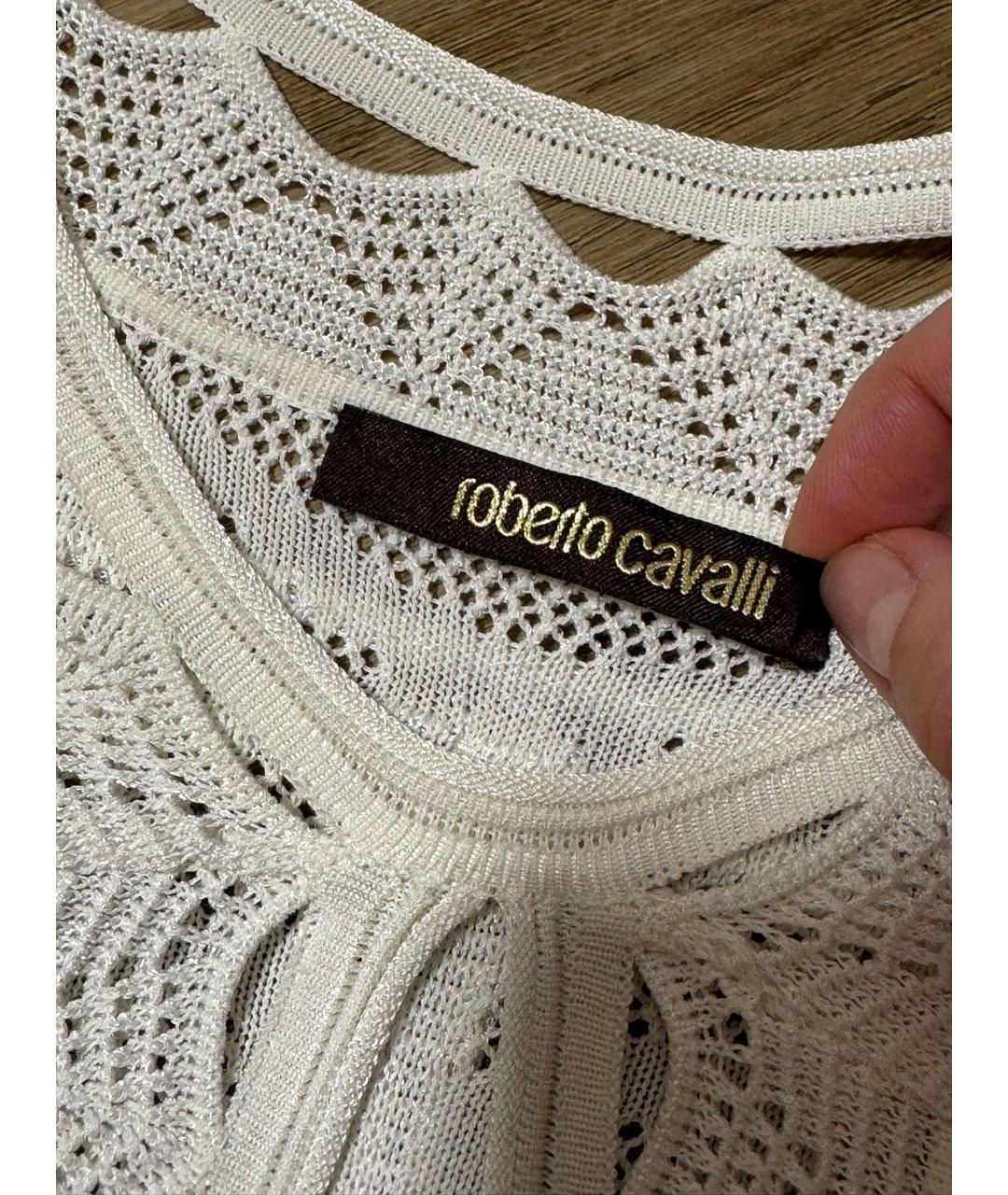 ROBERTO CAVALLI Белое хлопковое повседневное платье, фото 3
