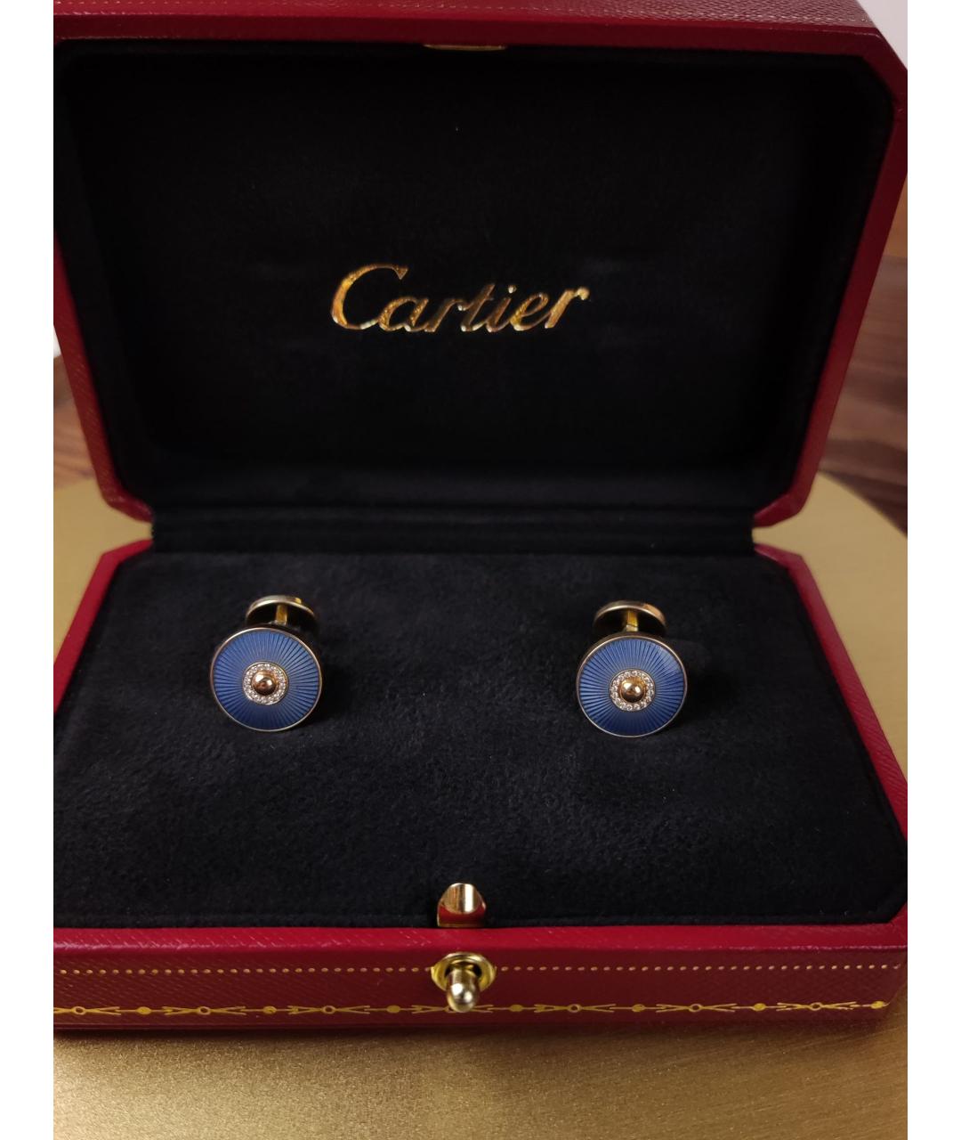 CARTIER Синие запонки из розового золота, фото 3