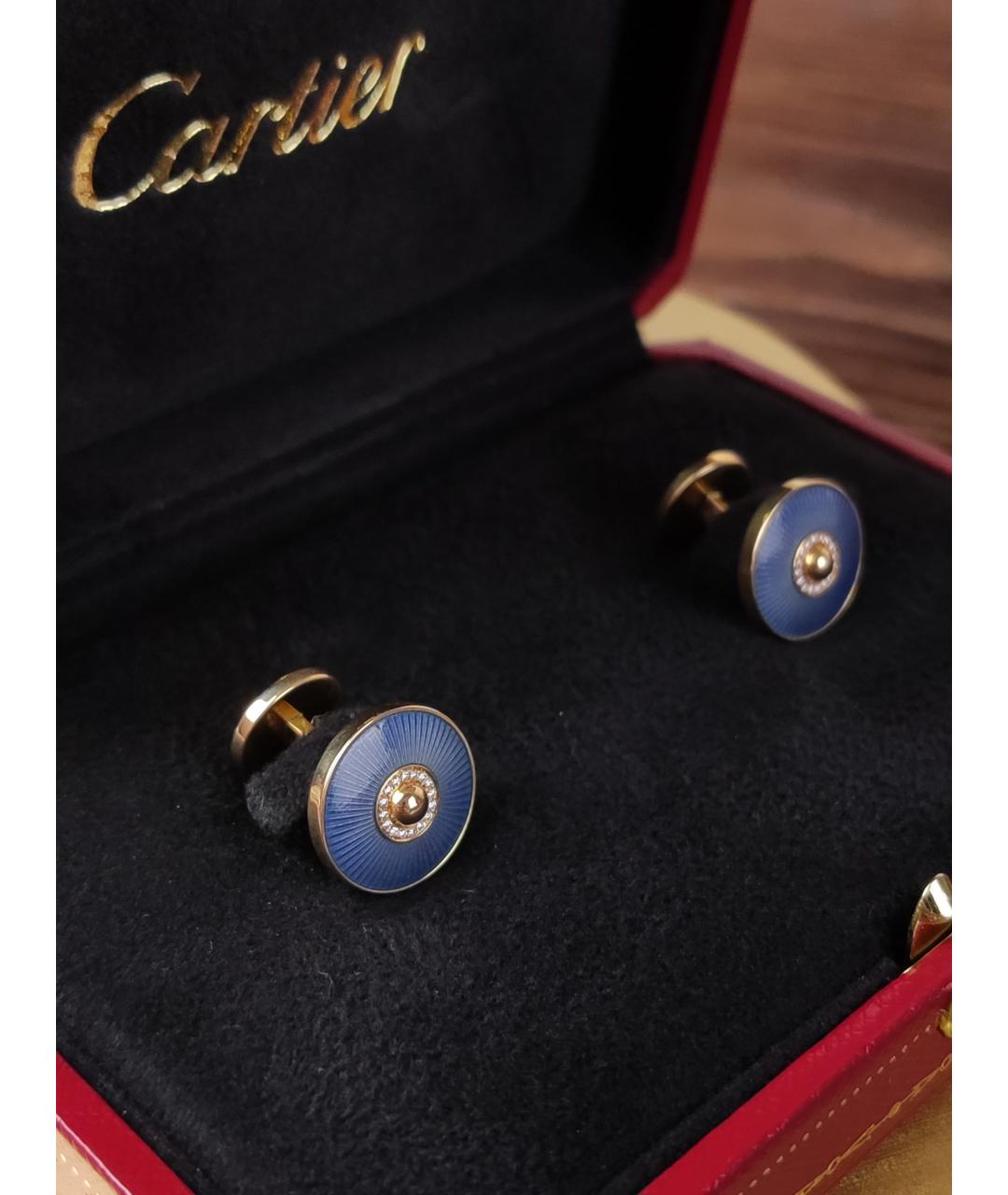 CARTIER Синие запонки из розового золота, фото 2