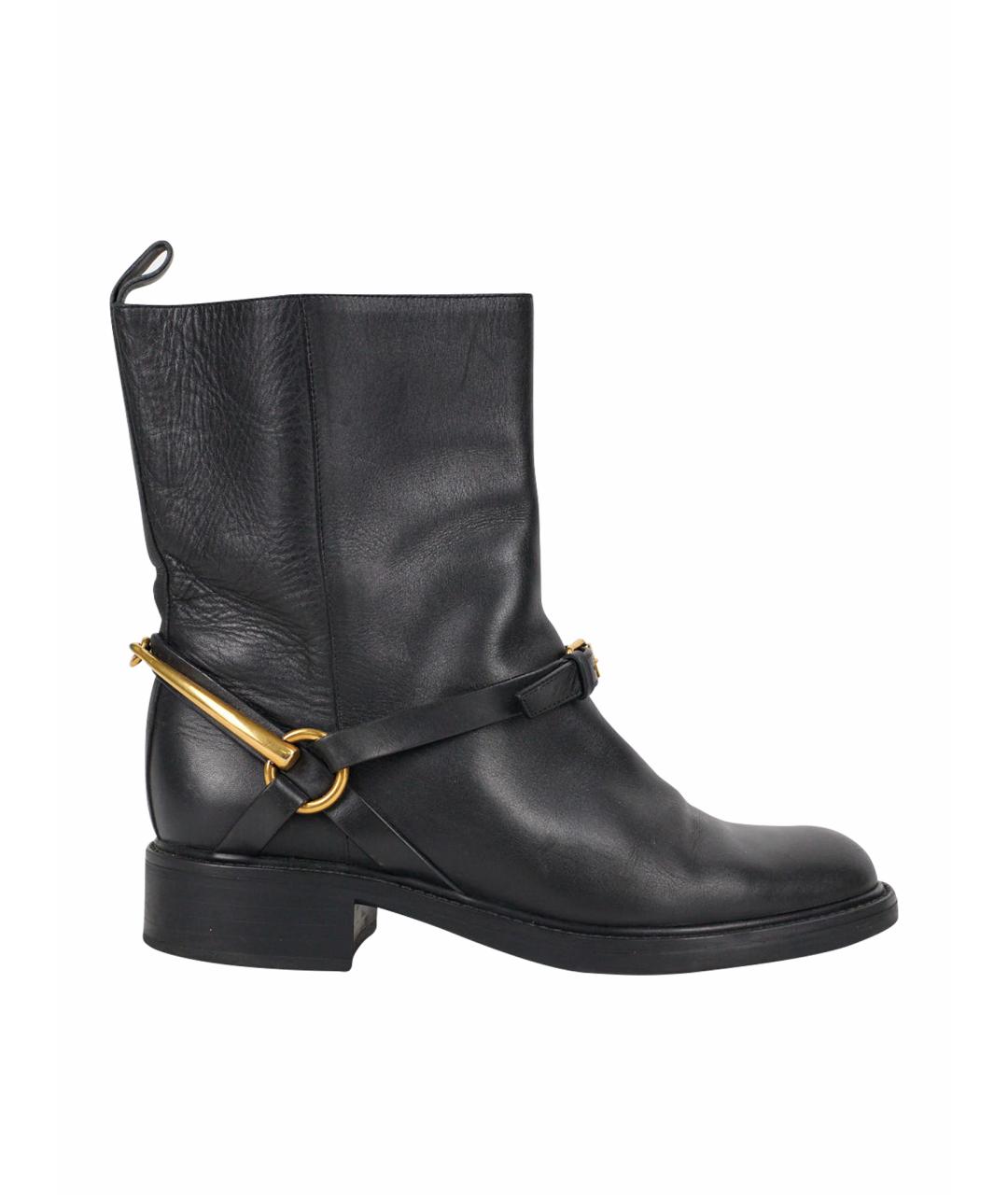 GUCCI Черные кожаные ботинки, фото 1