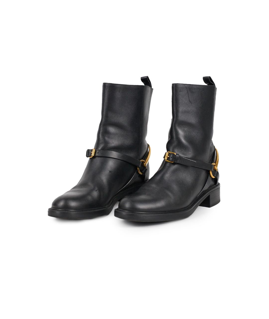 GUCCI Черные кожаные ботинки, фото 2