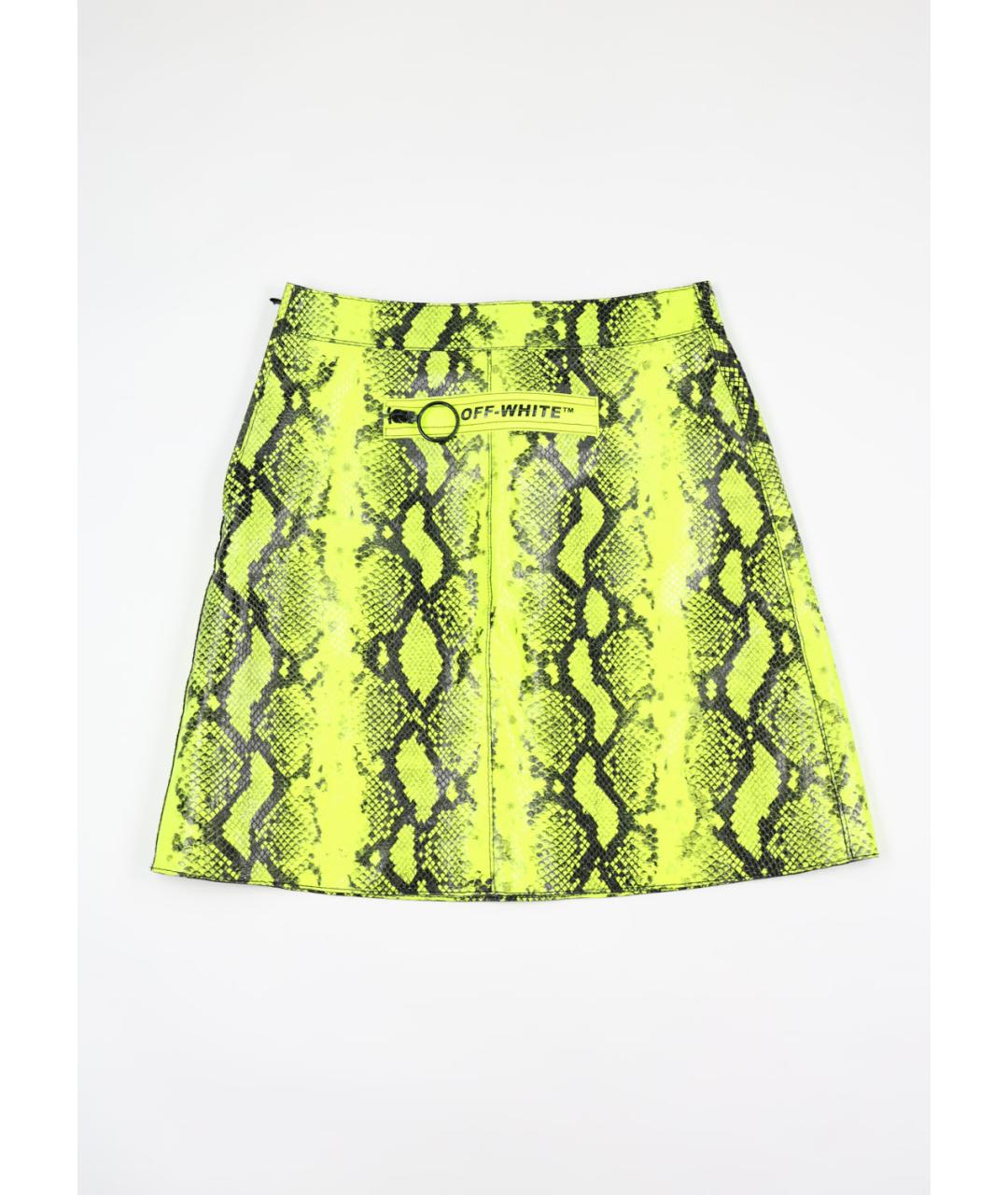 OFF-WHITE Желтая кожаная юбка мини, фото 4