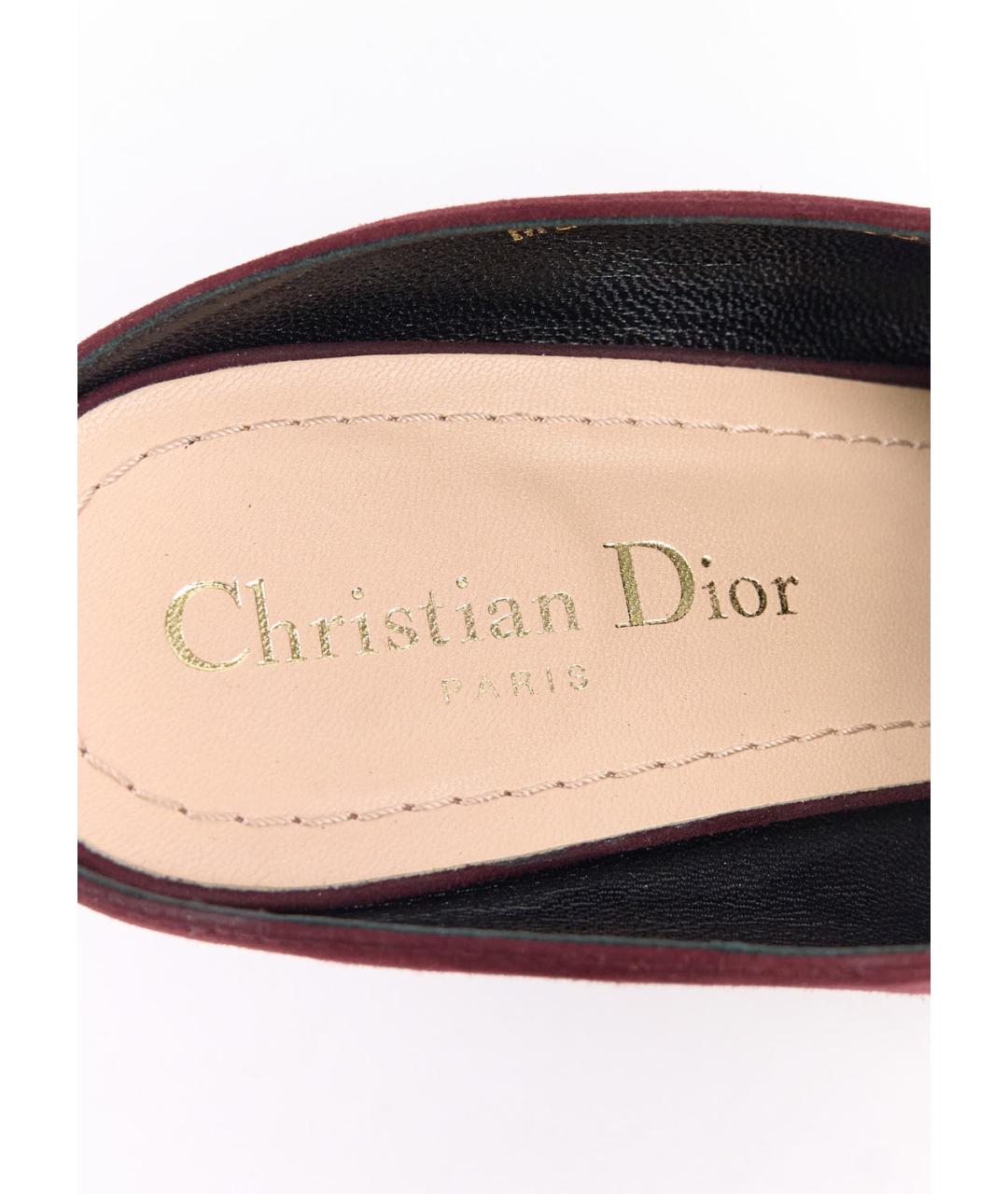 CHRISTIAN DIOR Бордовые замшевые сабо, фото 5