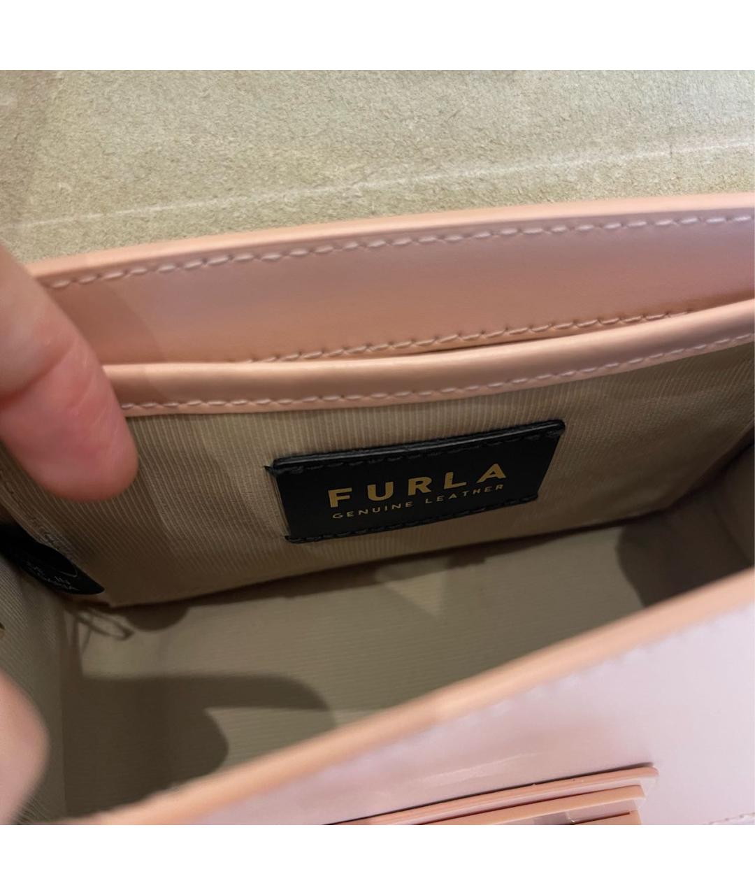 FURLA Розовая кожаная сумка через плечо, фото 4