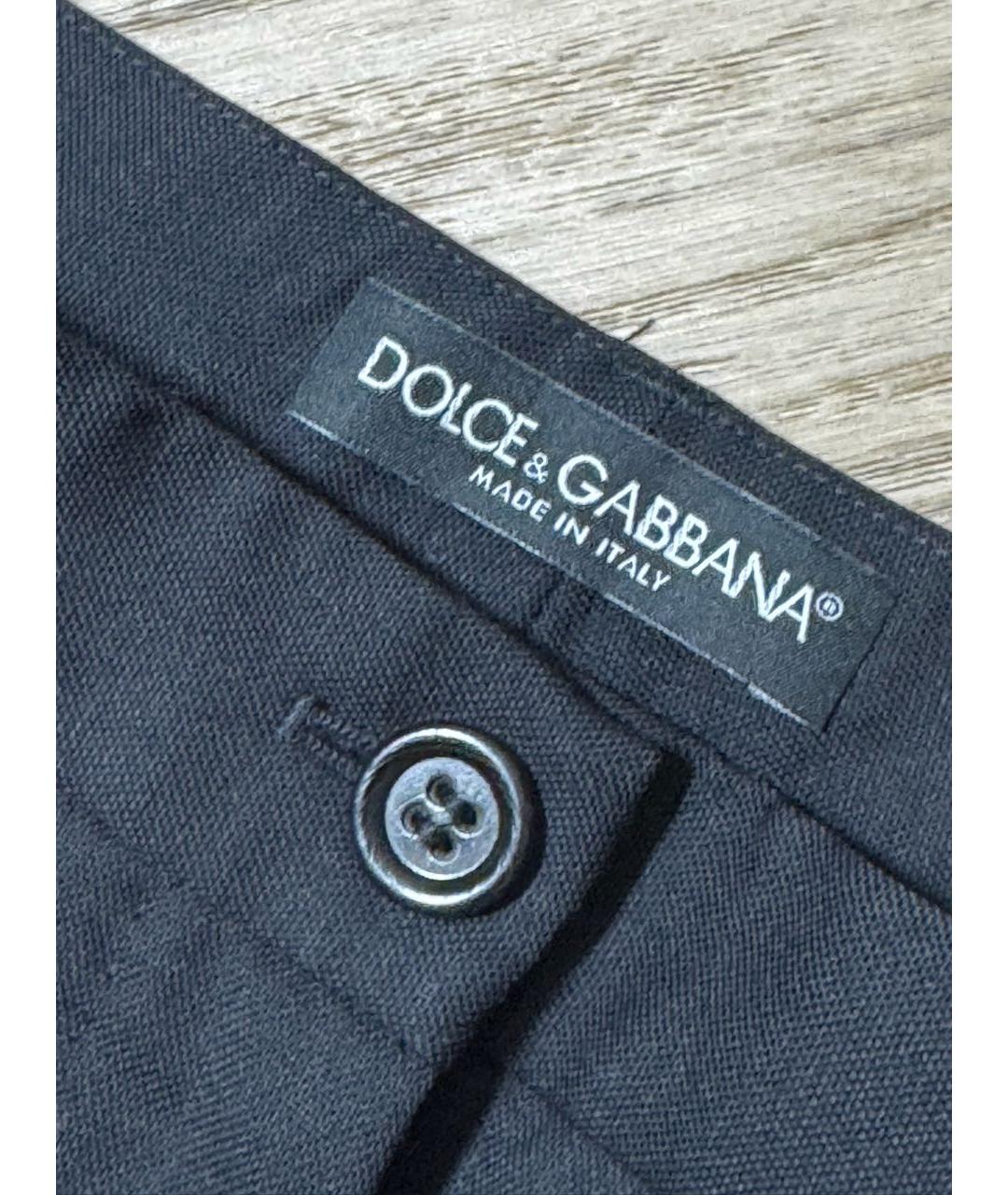 DOLCE&GABBANA Черные шерстяные прямые брюки, фото 3