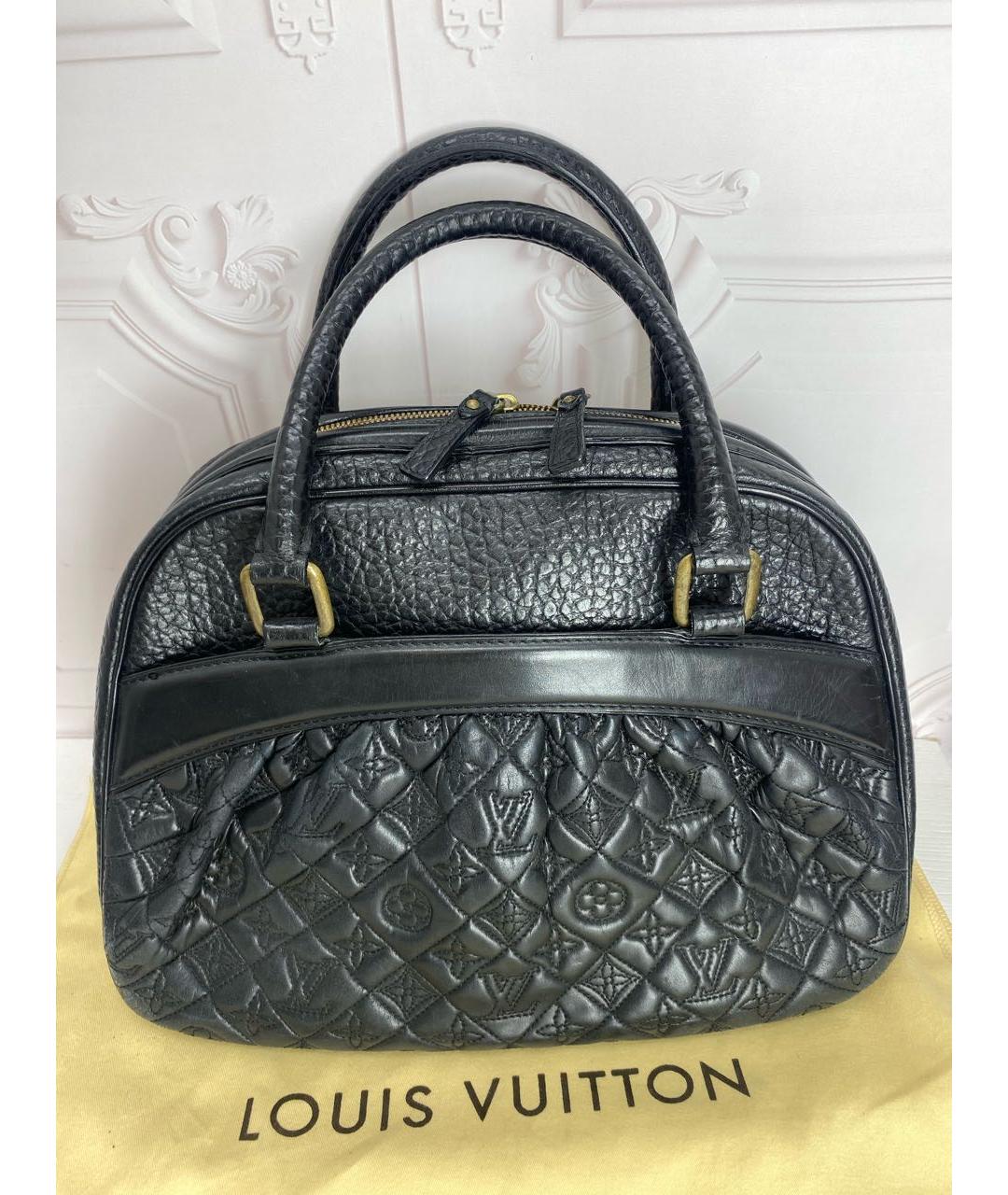 LOUIS VUITTON Черная кожаная сумка с короткими ручками, фото 6