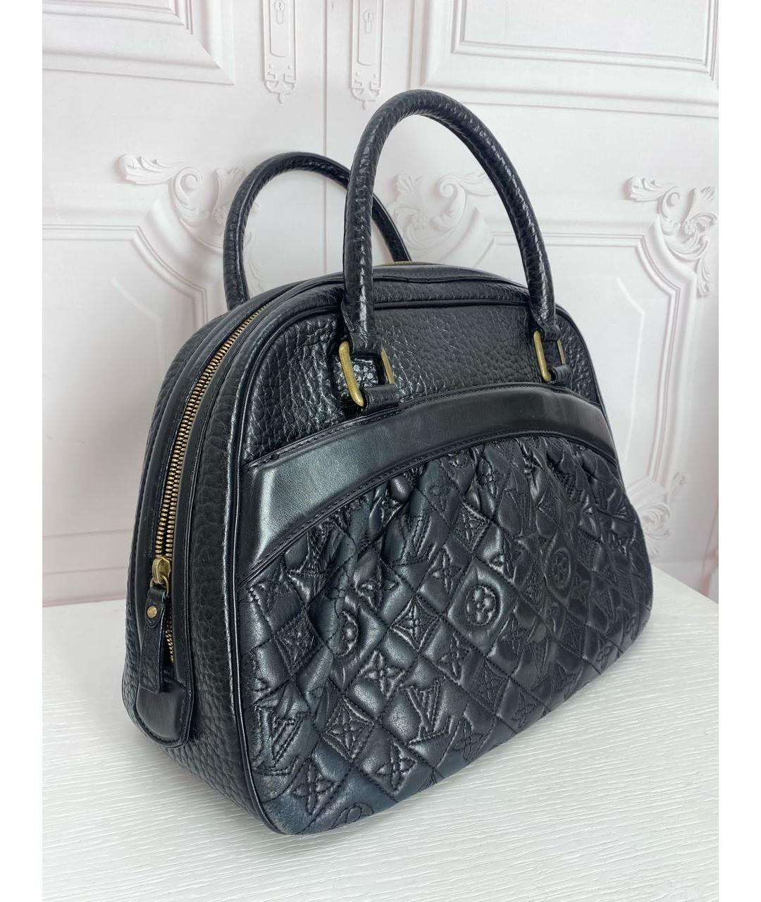 LOUIS VUITTON Черная кожаная сумка с короткими ручками, фото 2