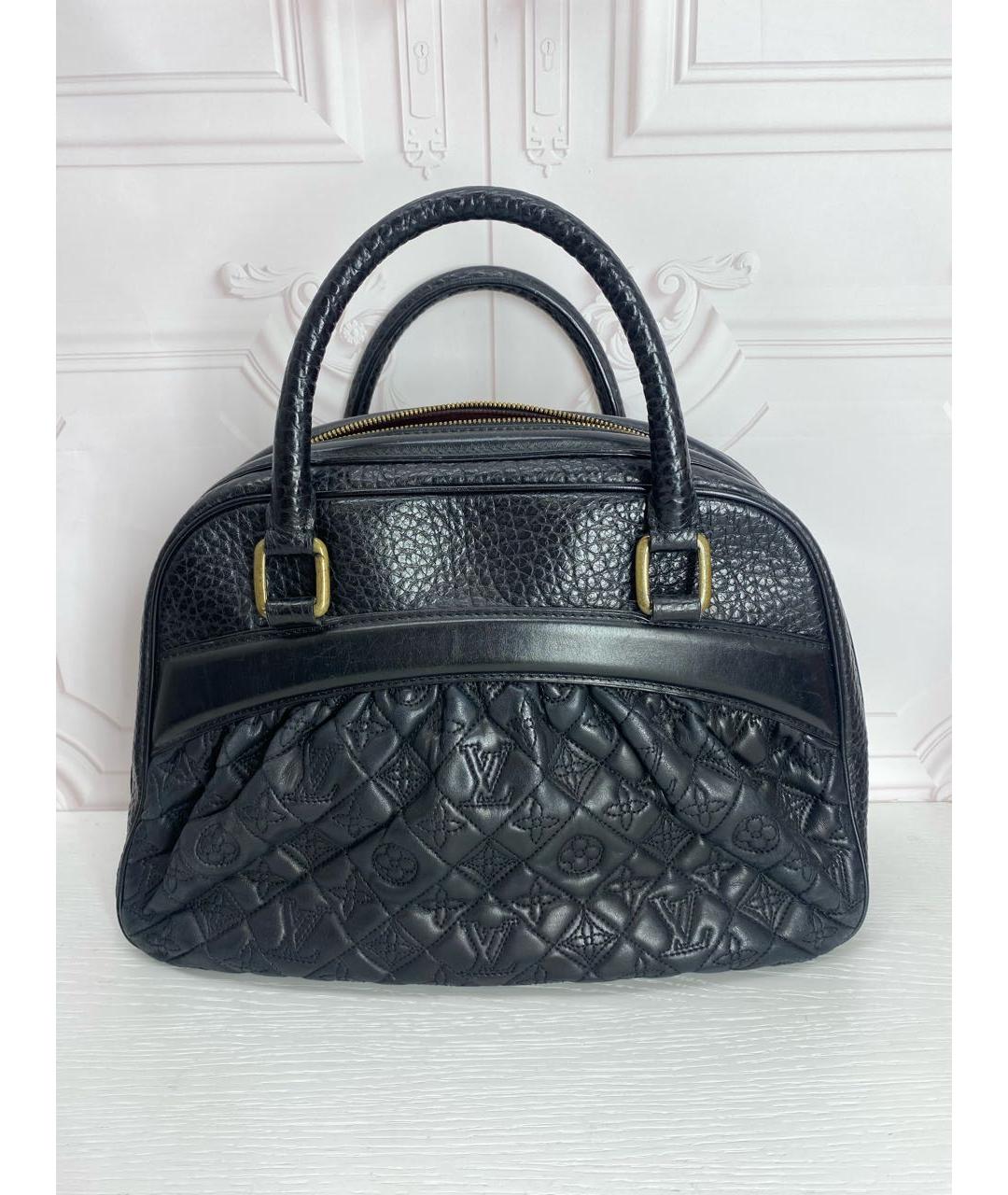 LOUIS VUITTON Черная кожаная сумка с короткими ручками, фото 3