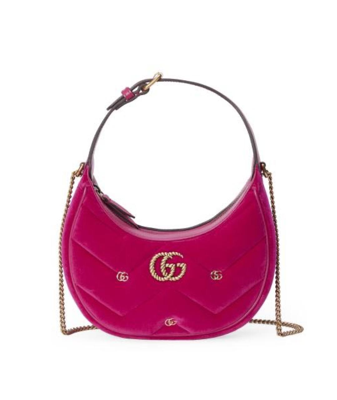 GUCCI Фуксия бархатная сумка через плечо, фото 6