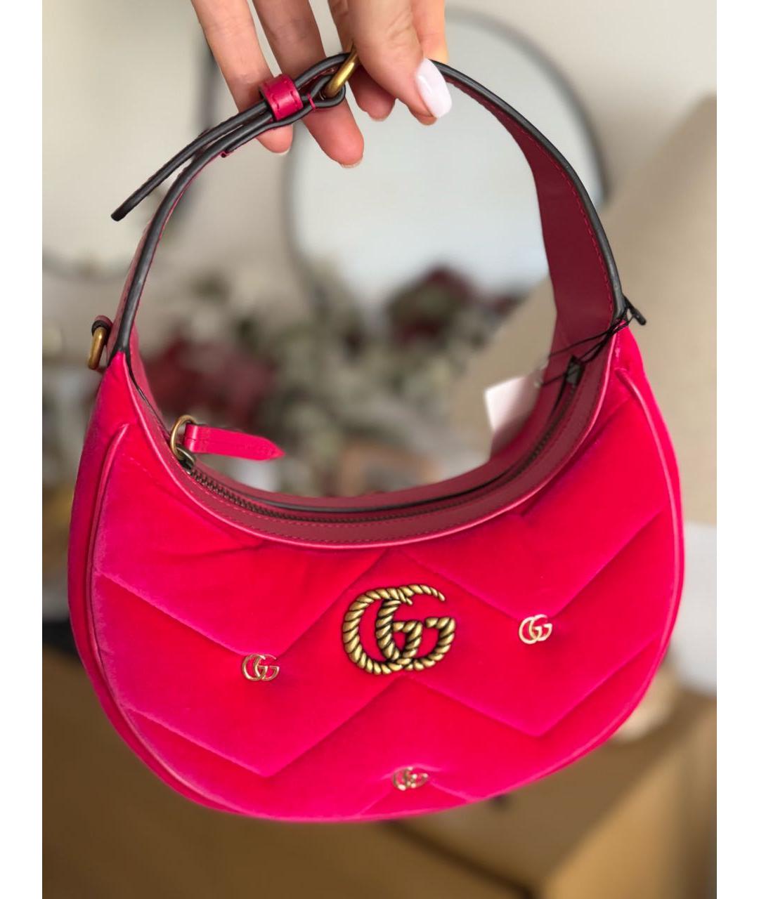 GUCCI Фуксия бархатная сумка через плечо, фото 2