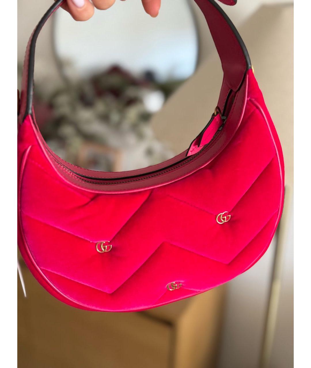 GUCCI Фуксия бархатная сумка через плечо, фото 4