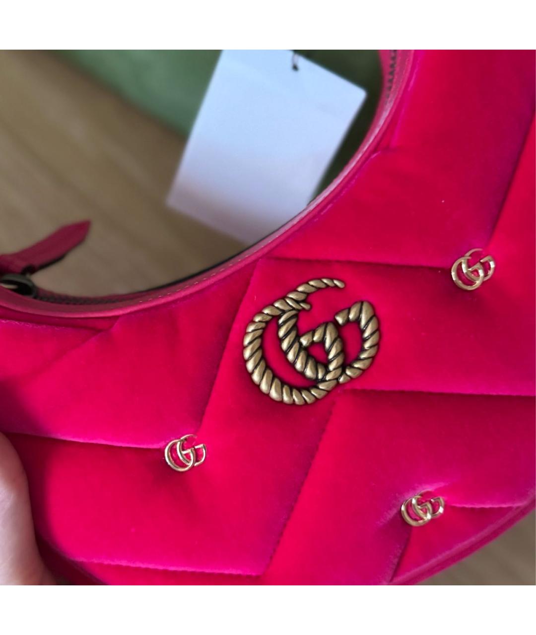 GUCCI Фуксия бархатная сумка через плечо, фото 3