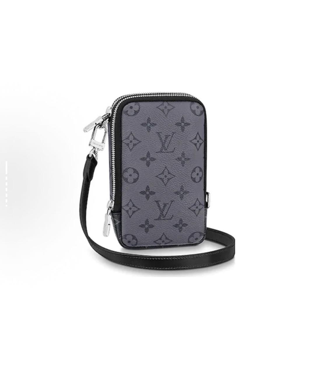 LOUIS VUITTON Антрацитовая барсетка из искусственной кожи, фото 2