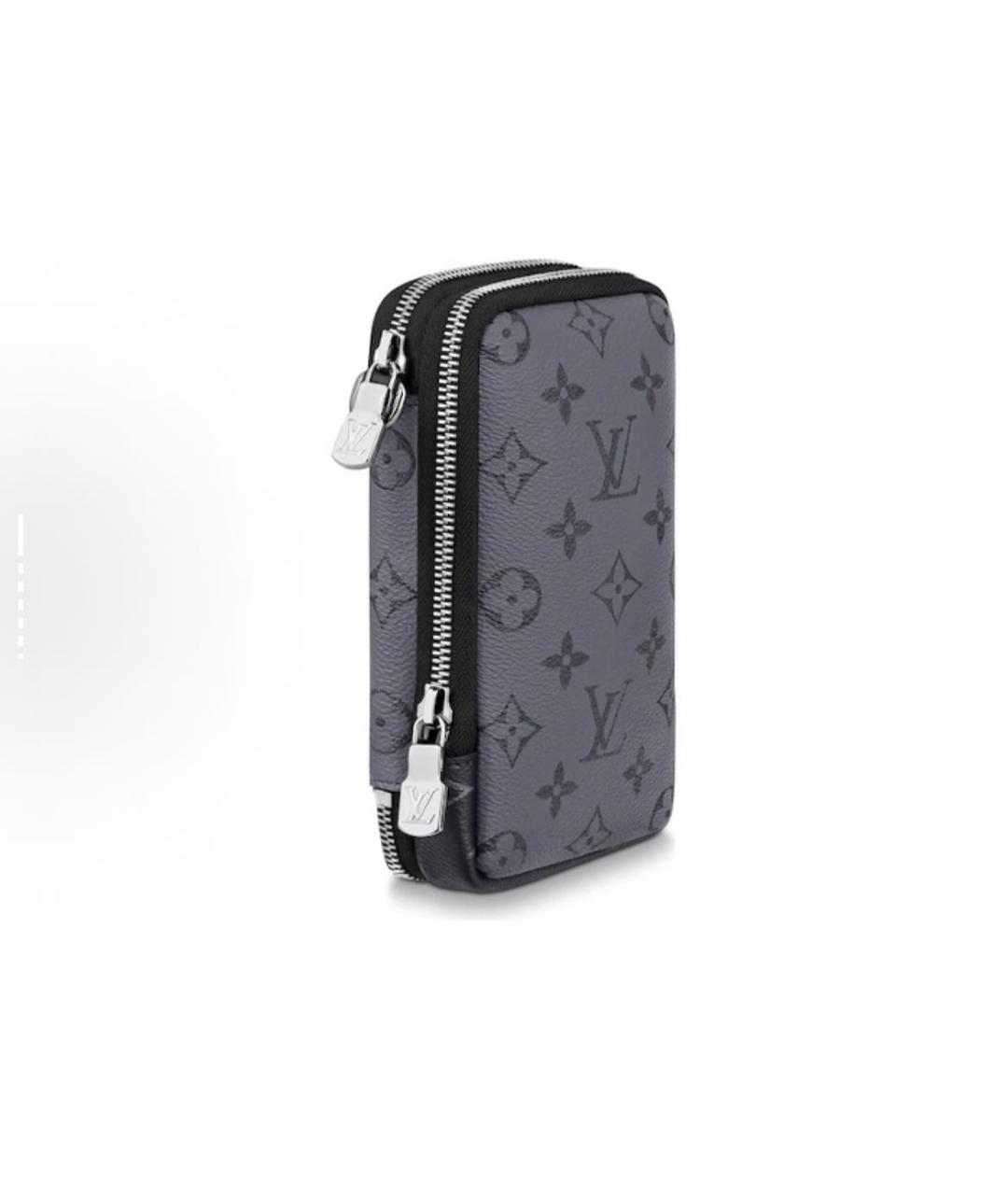 LOUIS VUITTON Антрацитовая барсетка из искусственной кожи, фото 6