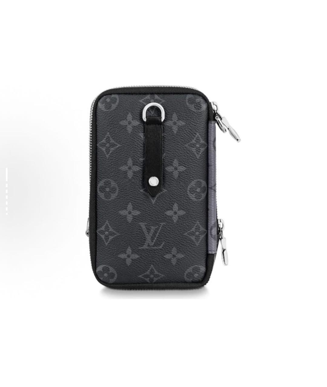 LOUIS VUITTON Антрацитовая барсетка из искусственной кожи, фото 4
