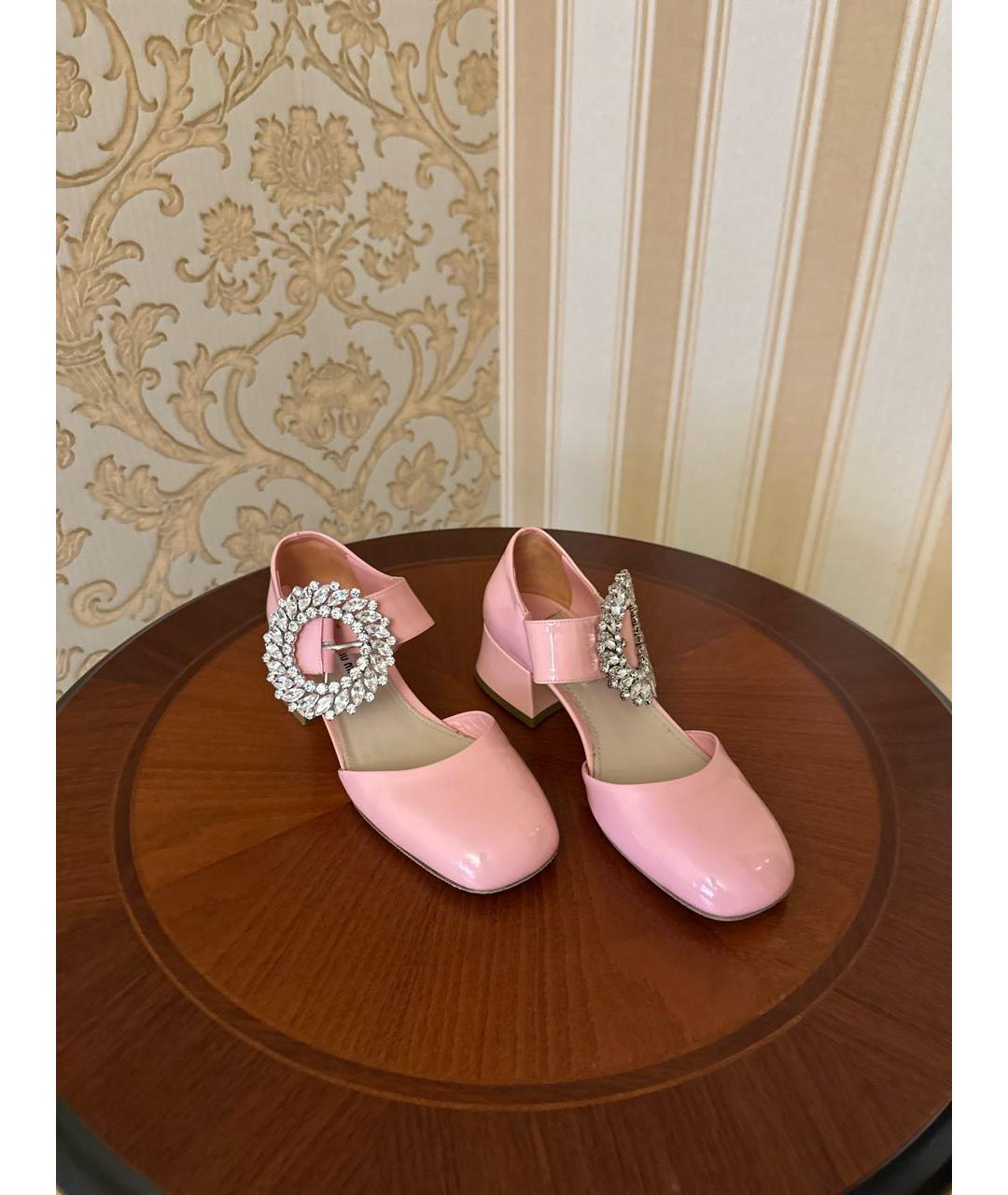 MIU MIU Розовые туфли из лакированной кожи, фото 8