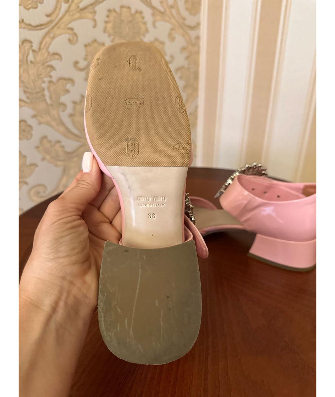 MIU MIU Розовые туфли из лакированной кожи, фото 5