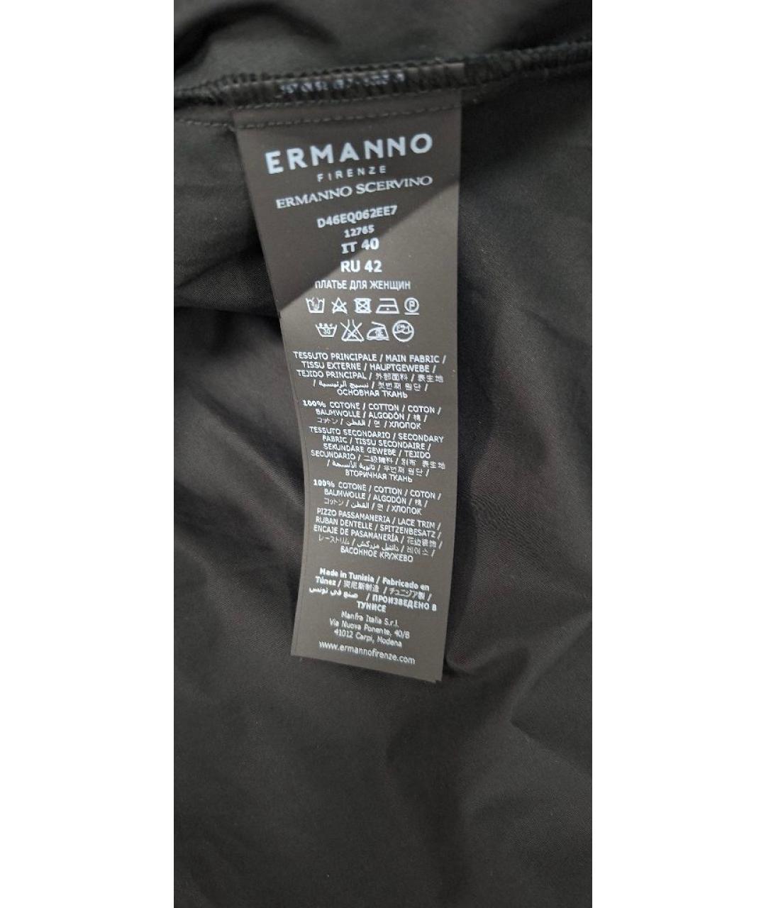 ERMANNO SCERVINO Черное хлопковое повседневное платье, фото 5