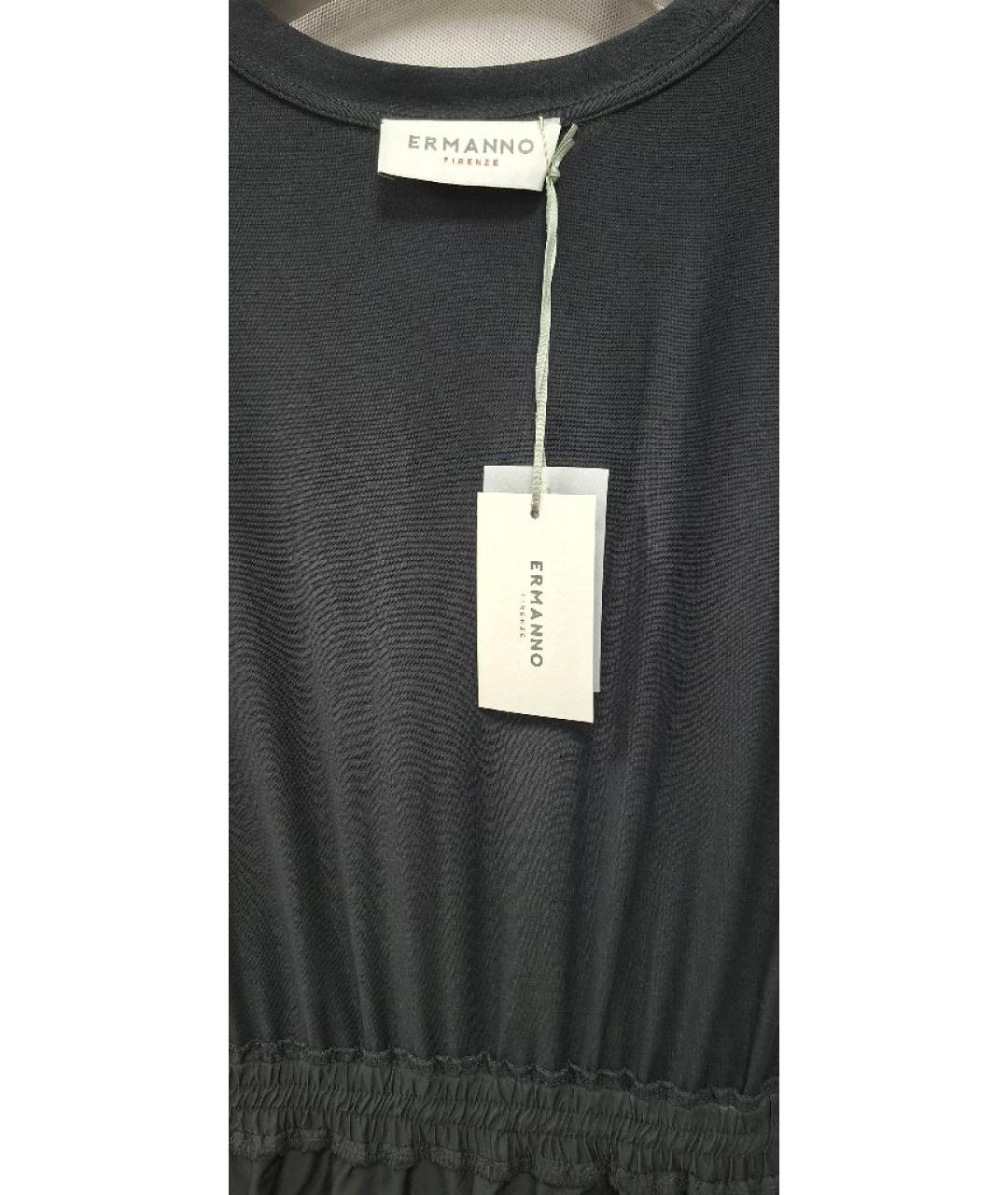 ERMANNO SCERVINO Черное хлопковое повседневное платье, фото 3